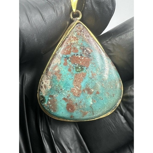 4 Natural Persian Turquoise Pendants Metal Stainless Steel Hook Bulk Lot - Picture 2 of 7